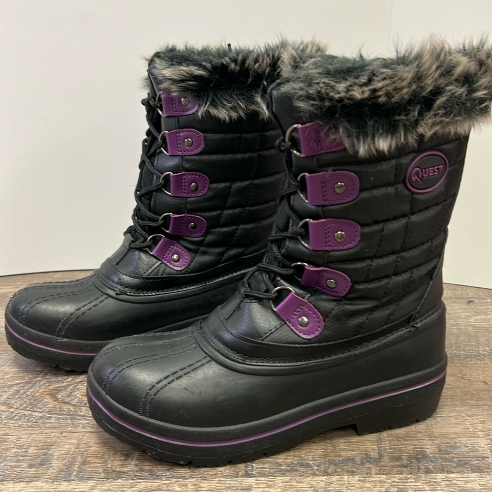 Quest Girl’s Powder- Purple Women’s Insulated Waterproof Winter Boots Size 6